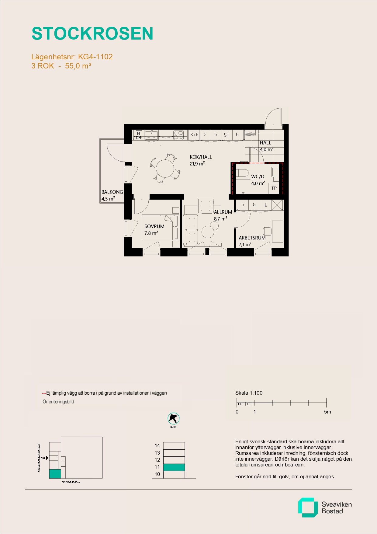 Planritning, Krukmakaregatan 4, Nyköping